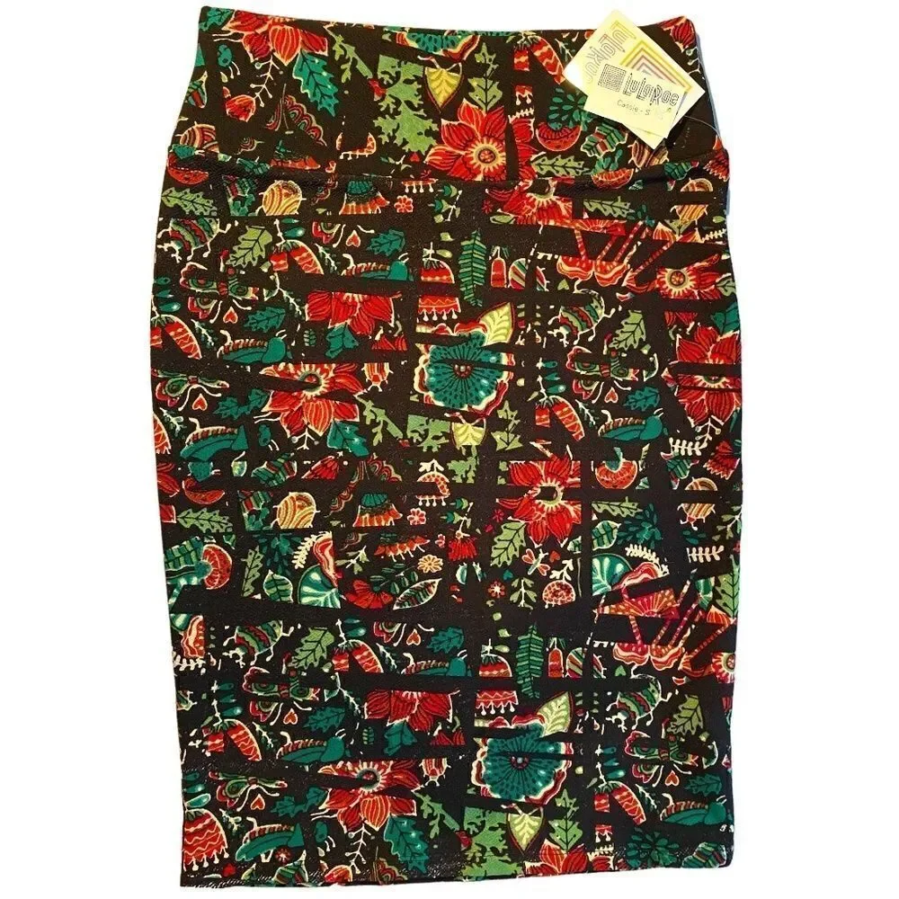0380 LulaRoe Skirt Women Size S Brown Green Leaves Cassie NWT